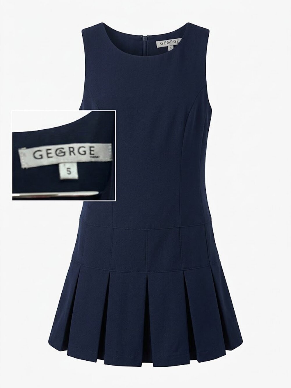 Girls Navy Sleeveless School Uniform Jumper Dress